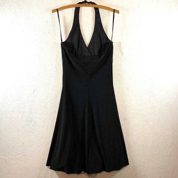 B Darlin Womens Halter Mini Dress Sz 7/8 Black Y2K Empire Bow Cocktail Hoco - Picture 7 of 13